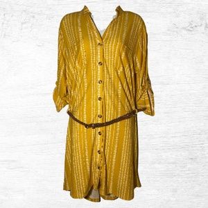 ➕Mustard & White Aztec Knee Length Dress